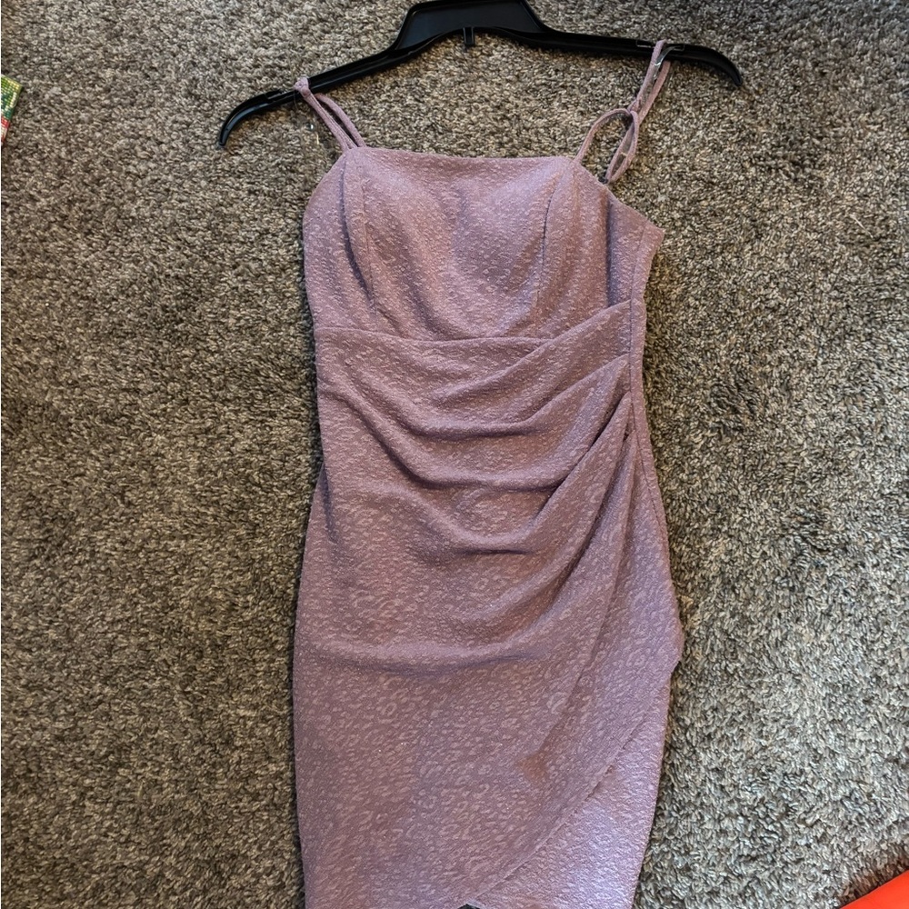 Lilac Spaghetti-Strap Ruched Bodycon Dress